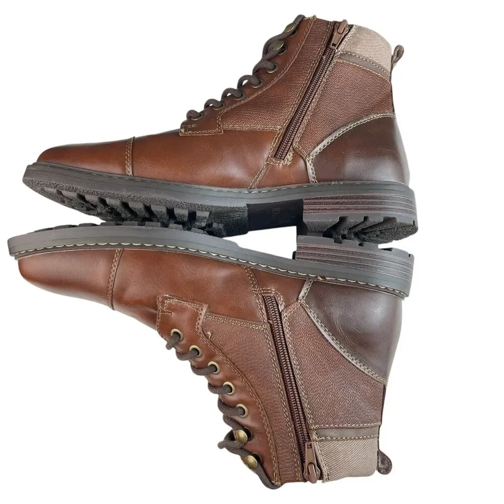Madden Men’s Combat Ankle Boots US 8.5 EU 41.5 Brown Faux Leather Lace Up